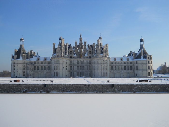 Chateau Chambord under snow 