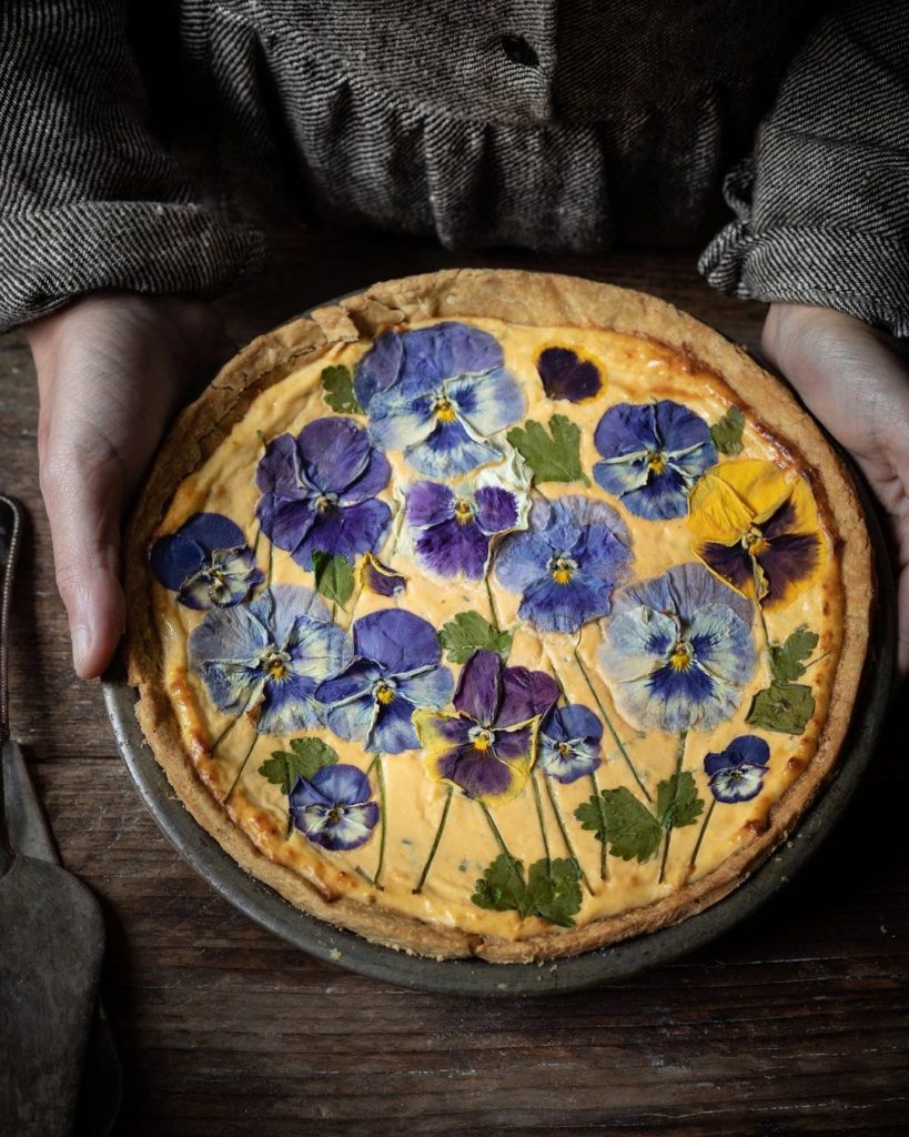 Pressed florals on pastry by Aimee Twigger