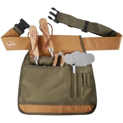 a gardeners tool belt with tools