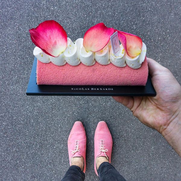 pink pastry and pink shoes