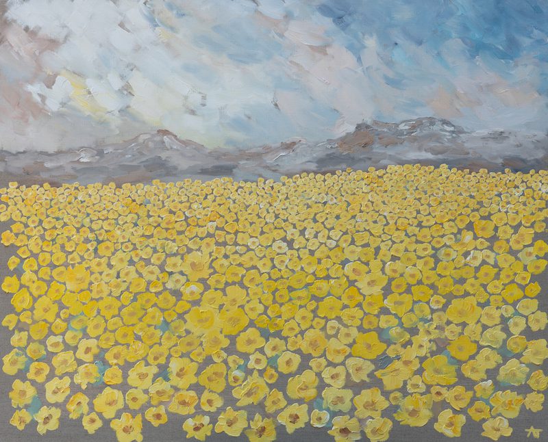 oil painting of sunflowers