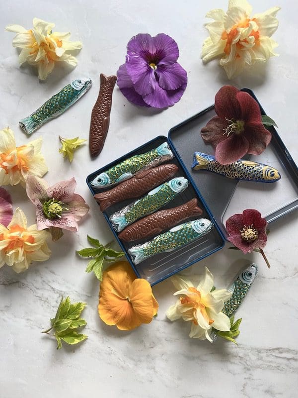 chocolate fish with flowers