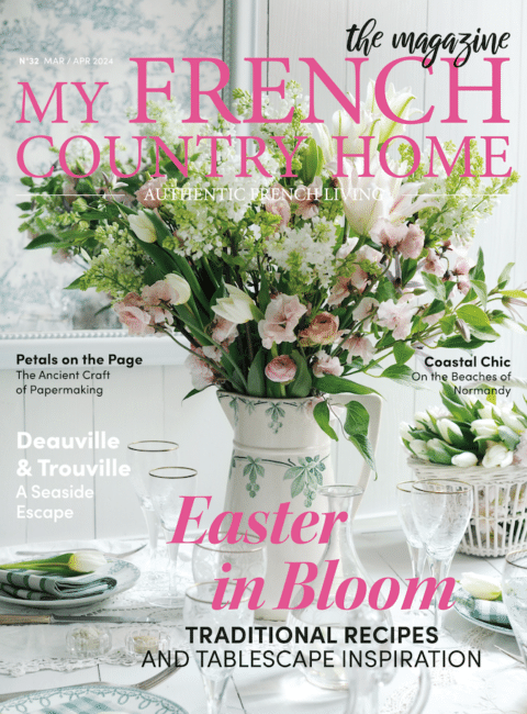 march april magazine cover bouquet of pink flowers on table