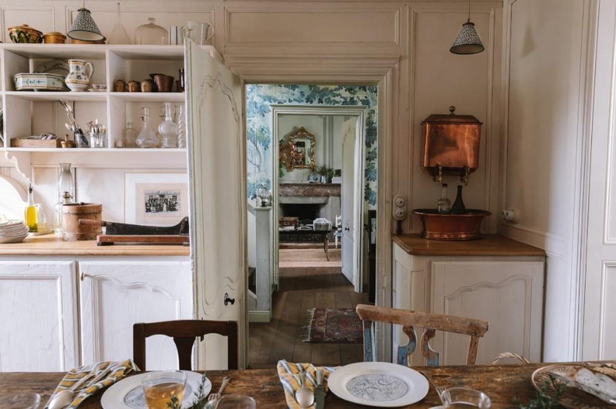 View from the kitchen down a hallway - French Kitchen Design Inspiration