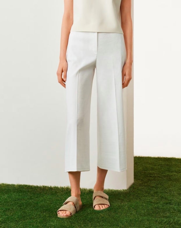 theory white linen pants garden party