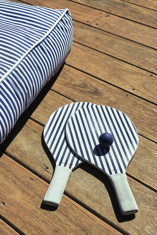 Striped tennis paddels- French Costal Interior Design