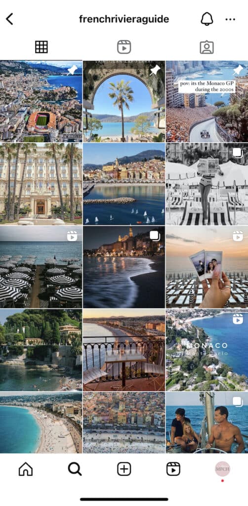 instagram feed french riviera guide
