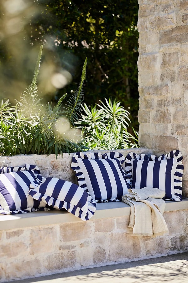 Striped outdoor cushions - French Costal Interior Design