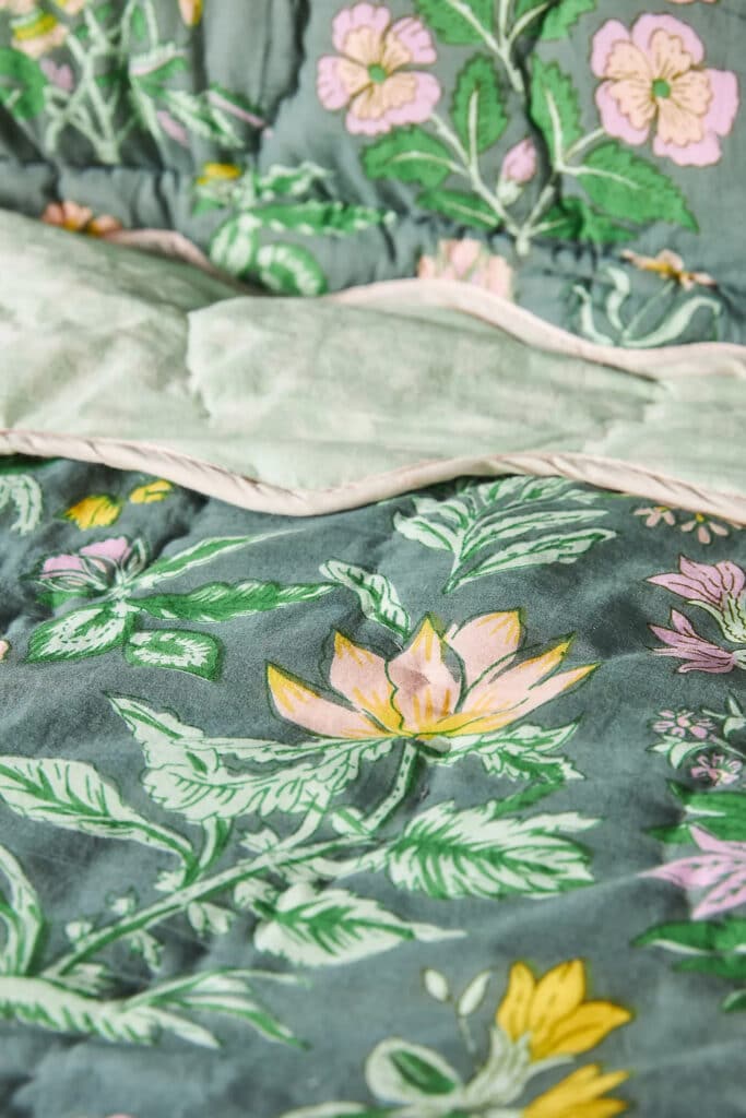 green floral bedding