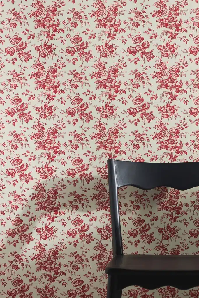 red toile wall paper