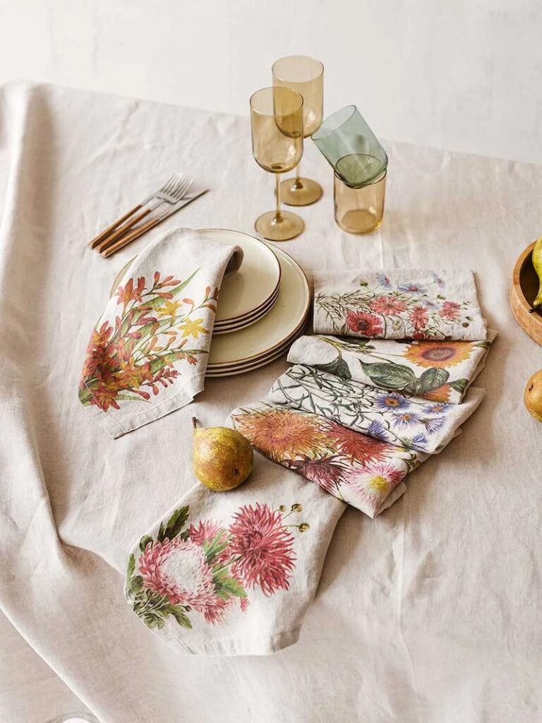 floral linen napkins