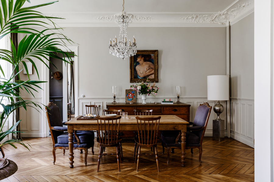 Dining room with antiques and vintage furniture